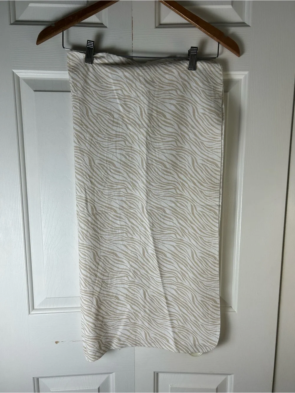 Parent's Choice Tan White Zebra Print Baby Receiving Blanket Flannel Cotton
